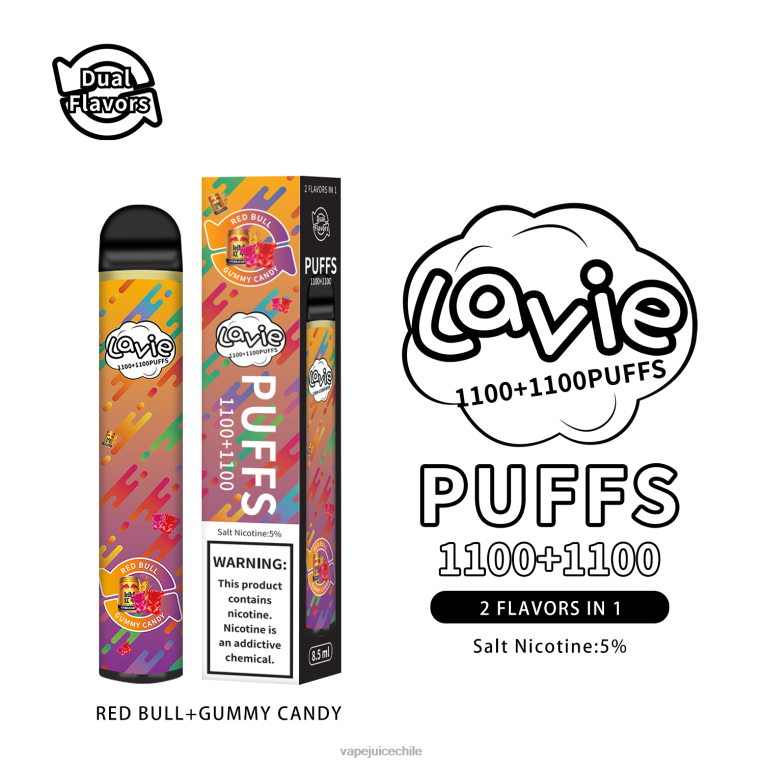 B0PZ6299 Vape Desechable - toro rojo/caramelo de goma LAVIE BAR Switch 2200 bocanadas