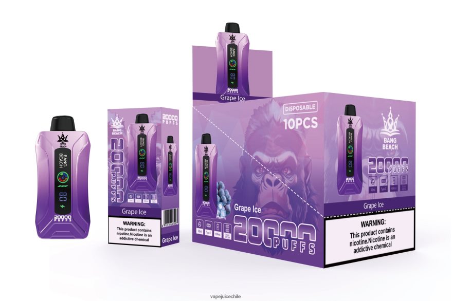 Cigarro Electrónico Chile N64Z0H10 hielo de uva - Bang Beach vape elegante de la pantalla de 20000 soplos