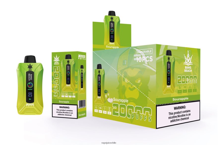 Vape Chile N64Z0H1 manzana agria - Bang Beach vape elegante de la pantalla de 20000 soplos
