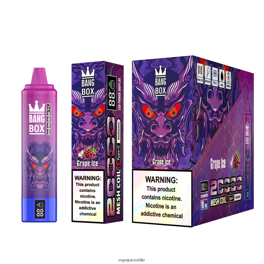 Vape Chile N64Z0H61 hielo de uva - Bang Box Pantalla inteligente de 20000 inhalaciones