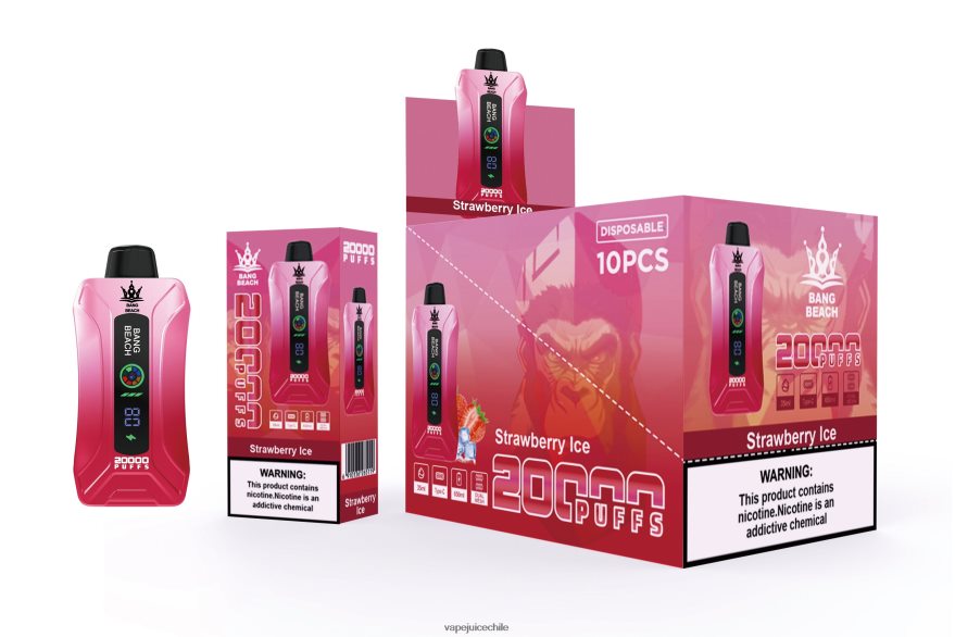 Vape Chile N64Z0H6 hielo de fresa - Bang Beach vape elegante de la pantalla de 20000 soplos