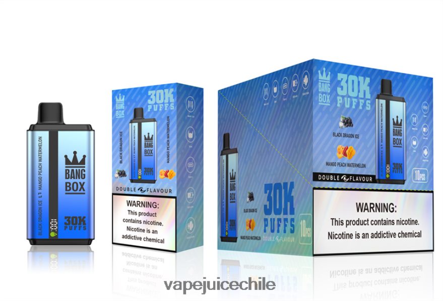 Vape Chile N64Z0H71 Black Dragon Ice & Mango Melocotón Sandía - Bang Box 30000 inhalaciones de dos sabores.