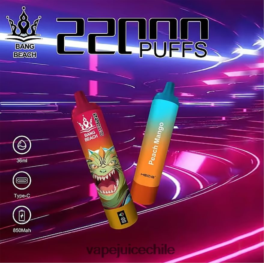 Vape Desechable N64Z0H24 mango durazno - Bang Beach Pantalla inteligente de 22000 inhalaciones.
