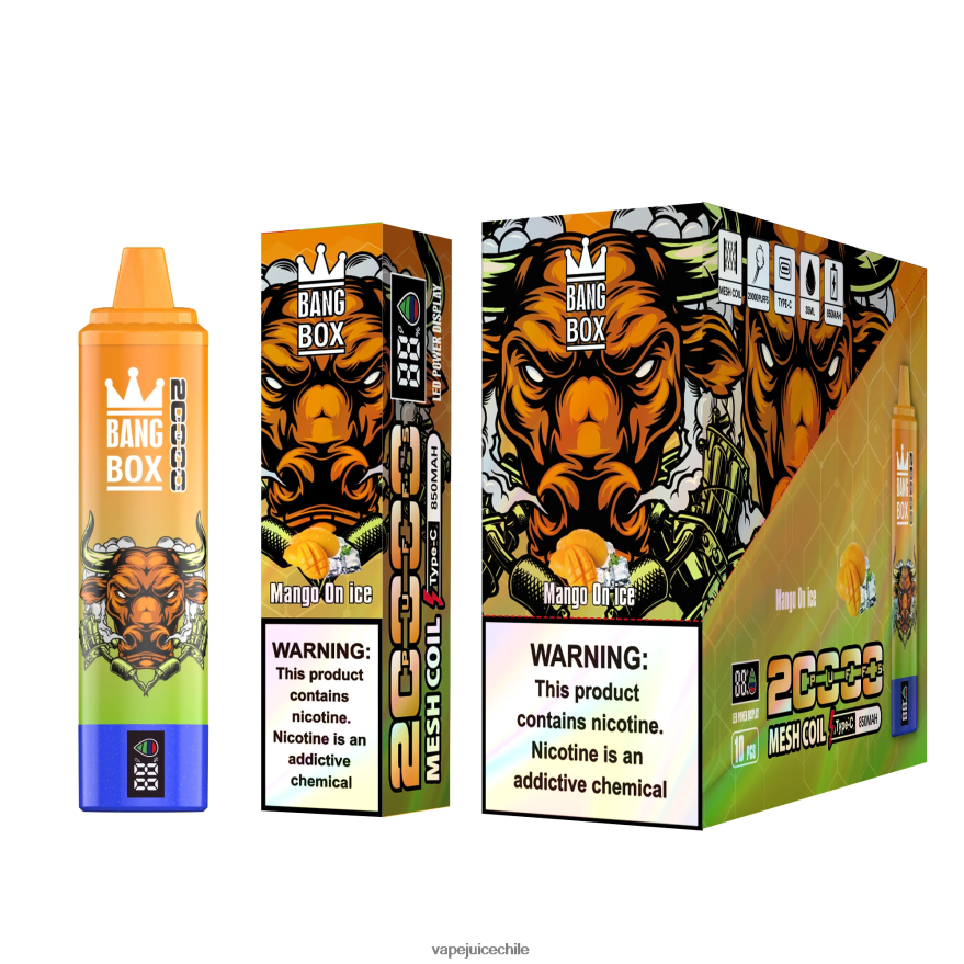 Vape Desechable N64Z0H54 mango en hielo - Bang Box Pantalla inteligente de 20000 inhalaciones