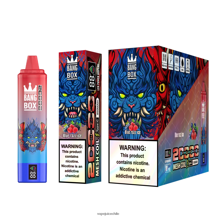 Vape Desechable N64Z0H59 hielo azul - Bang Box Pantalla inteligente de 20000 inhalaciones