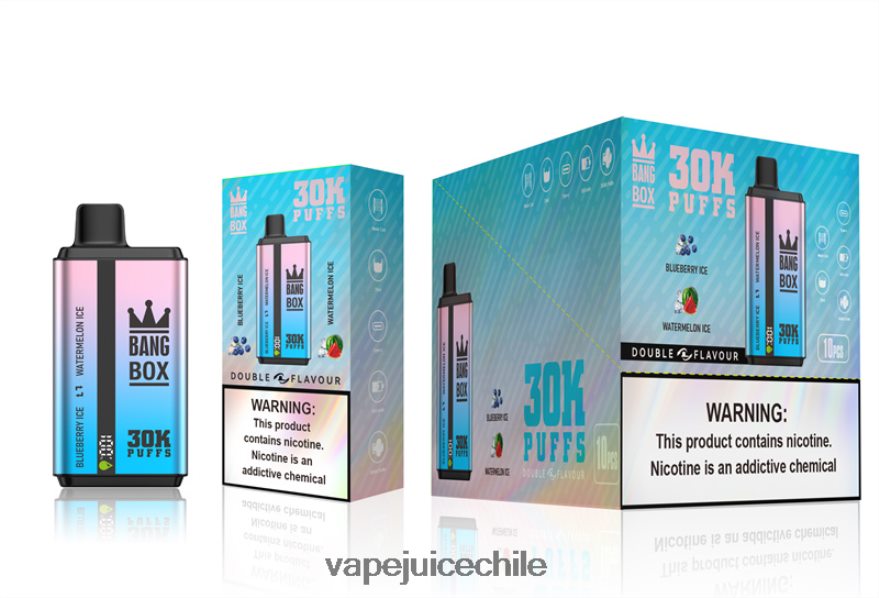 Vape Desechable N64Z0H69 hielo de arándanos y hielo de sandía - Bang Box 30000 inhalaciones de dos sabores.