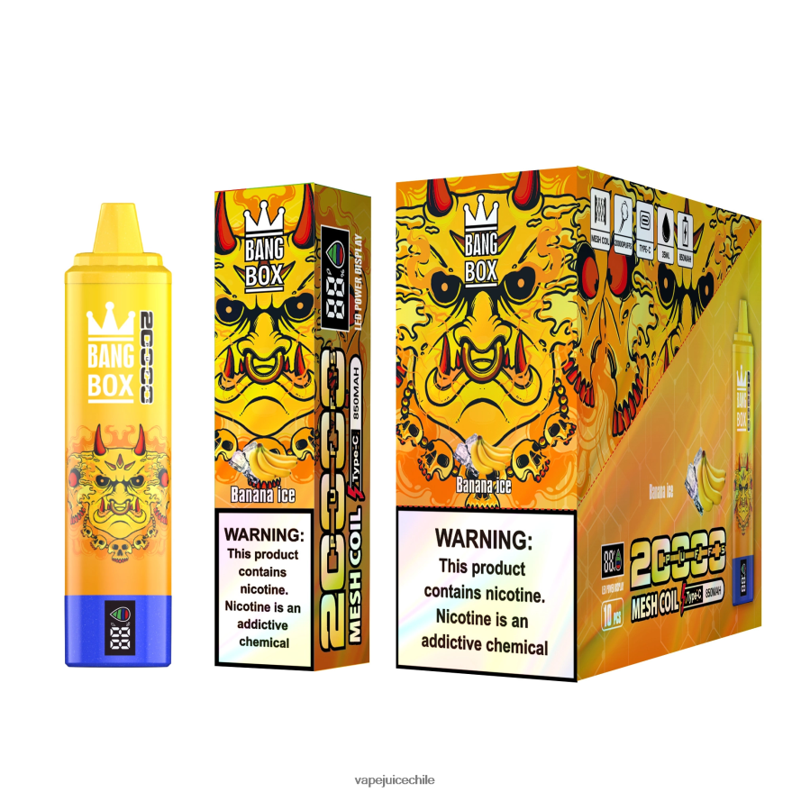Vape Fume N64Z0H57 hielo de plátano - Bang Box Pantalla inteligente de 20000 inhalaciones