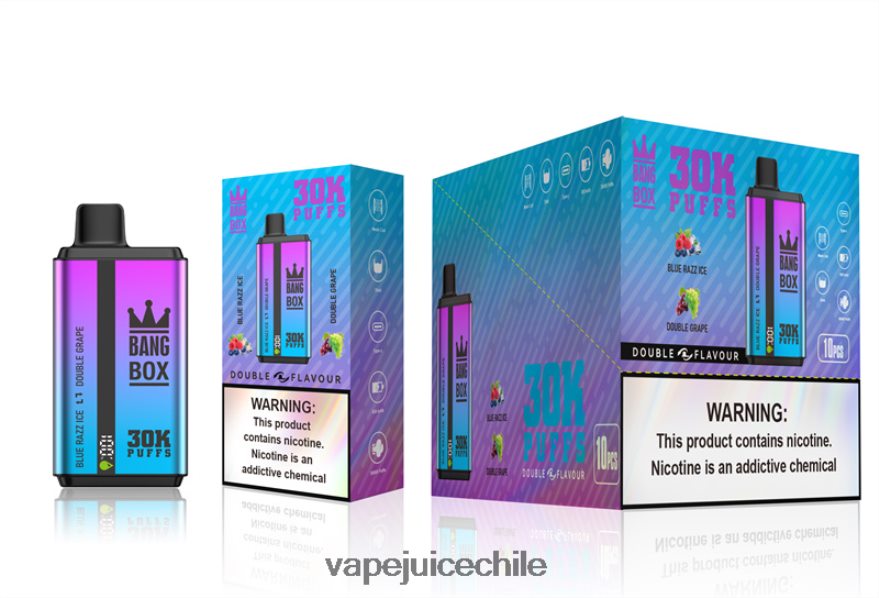 Vape Fume N64Z0H72 hielo azul razz y uva doble - Bang Box 30000 inhalaciones de dos sabores.