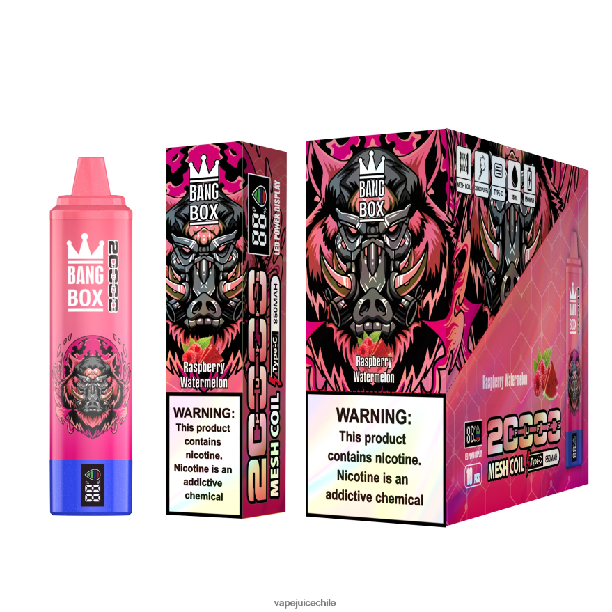 Vape Recargable N64Z0H53 sandía frambuesa - Bang Box Pantalla inteligente de 20000 inhalaciones