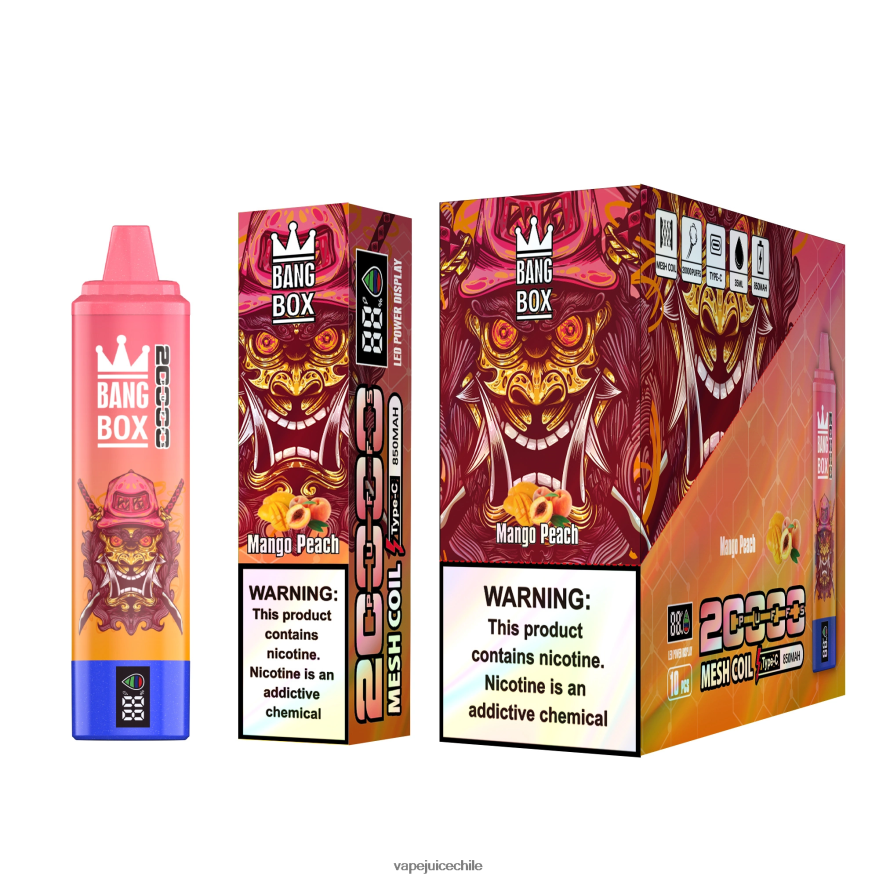 Vape Recargable N64Z0H58 durazno mango - Bang Box Pantalla inteligente de 20000 inhalaciones