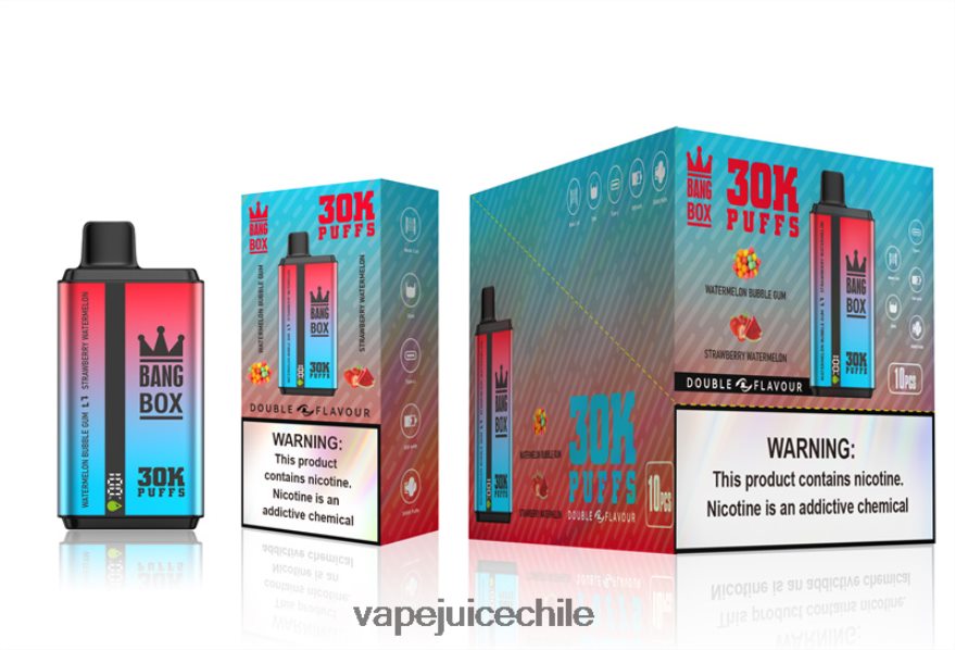 Vape Recargable N64Z0H68 chicle de sandía y sandía de fresa - Bang Box 30000 inhalaciones de dos sabores.
