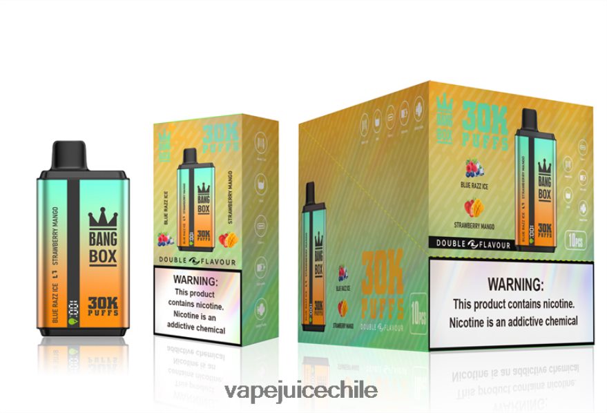 Vape Recargable N64Z0H73 hielo blue razz y mango fresa - Bang Box 30000 inhalaciones de dos sabores.