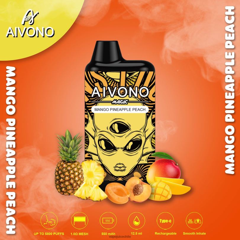 Aivono AIM MAGIC cigarrillo de caja de 5800 bocas mango piña durazno - 8N0N888 Cigarro Electrónico Chile