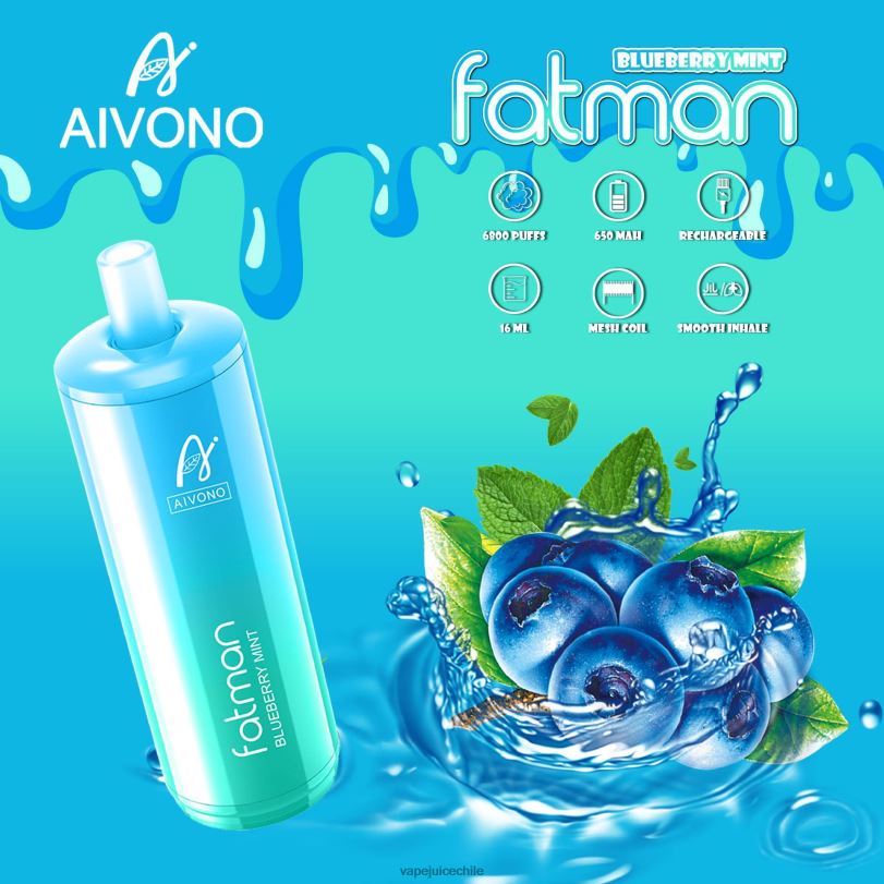 Aivono FATMAN 6800 menta de arándanos - 8N0N822 Vape Recargable